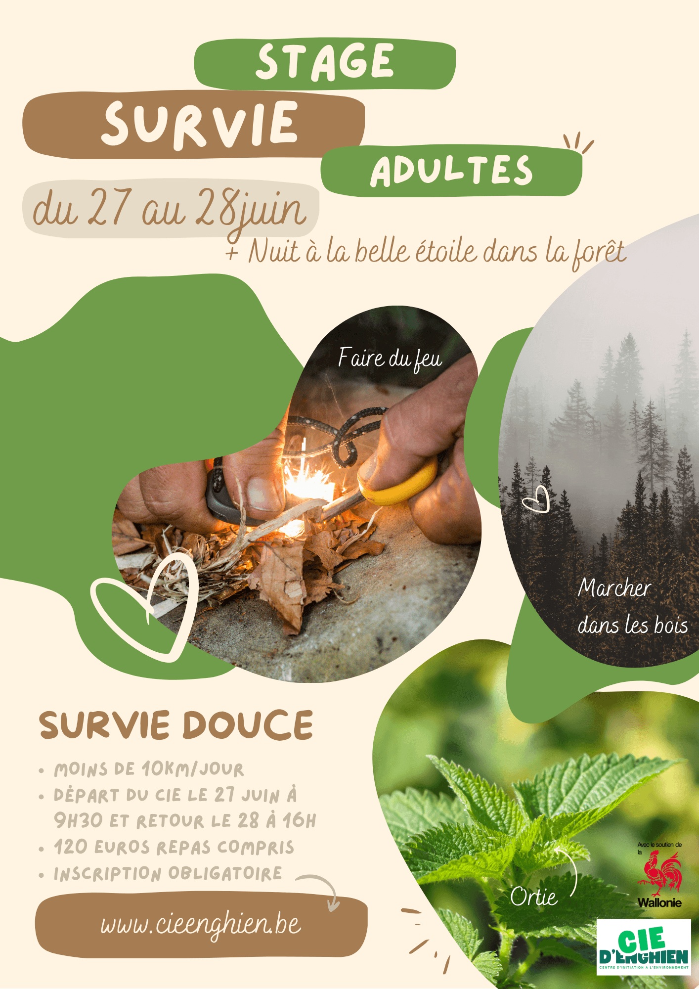 Marron Beige et Vert Doux Animaux Refuge Affiche